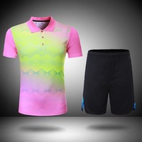 全新羽毛球服套装男女款式运动服套短袖翻领跑步休闲比赛印号码
